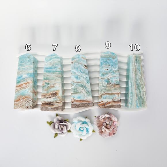 Blue Aragonite Tower Point Communication Crystal - Picture 7 of 8